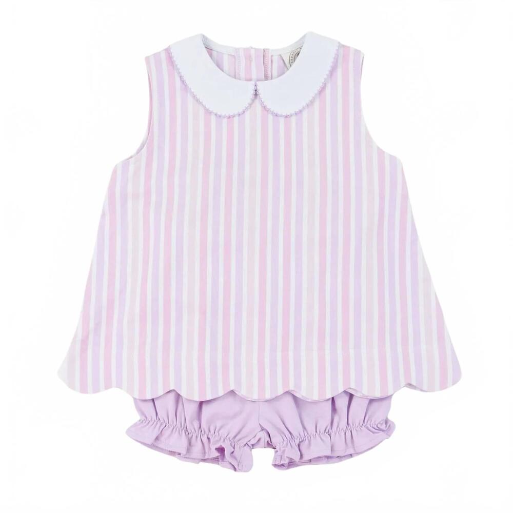 NEW CYPRESS ROW kids' charlotte scalloped set in seaside stripe